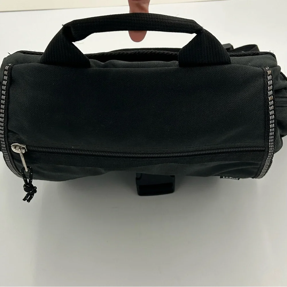 Vtg LL Bean Laptop Travel‎ Bag 12 x 15 Inch Canvas Zip Crossbody Strap Black
